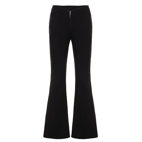 Unique V-Neck Low-Waist Bodycon Flared Leggings Elastic Slim Fit Sexy Yoga Casual Pants