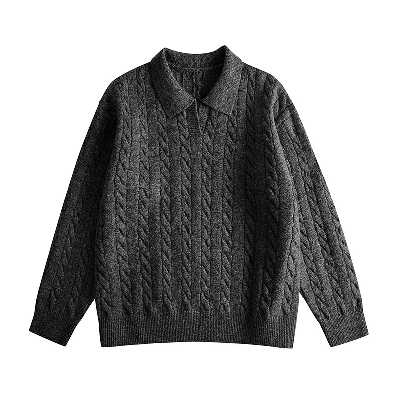 Men's Sweater Knit Long Sleeve Turn-down Collar Men's Sweater