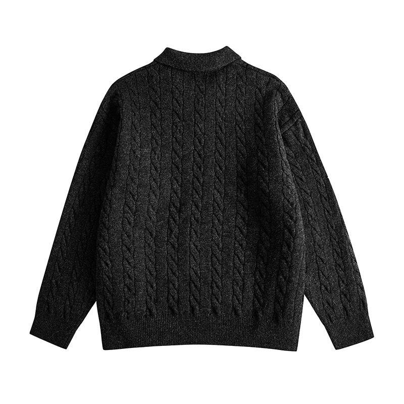 Men's Sweater Knit Long Sleeve Turn-down Collar Men's Sweater