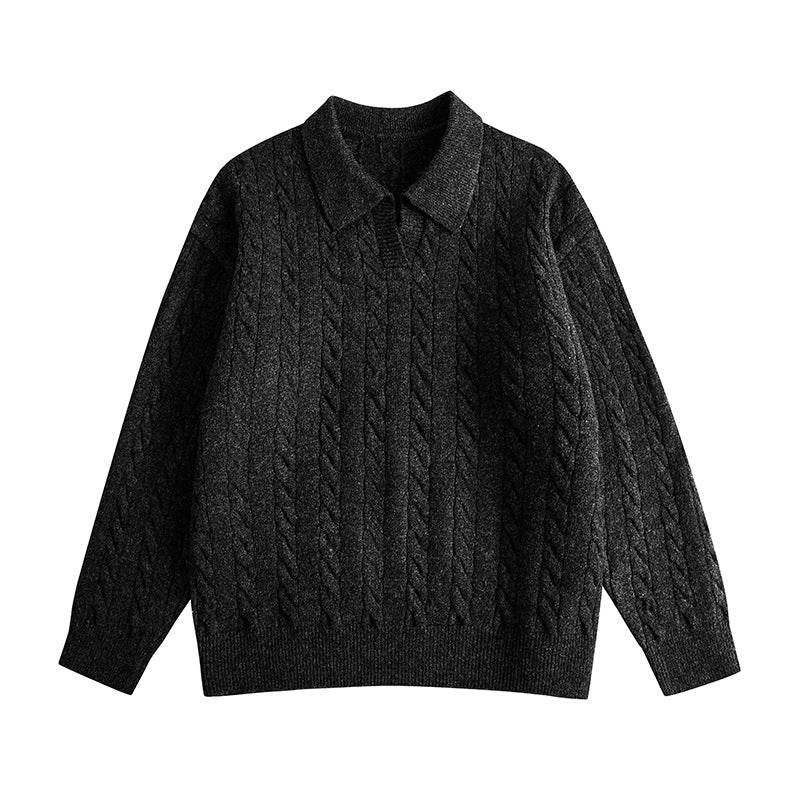 Men's Sweater Knit Long Sleeve Turn-down Collar Men's Sweater