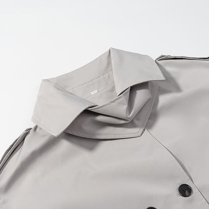 Long sleeved double breasted loose jacket windbreaker for women